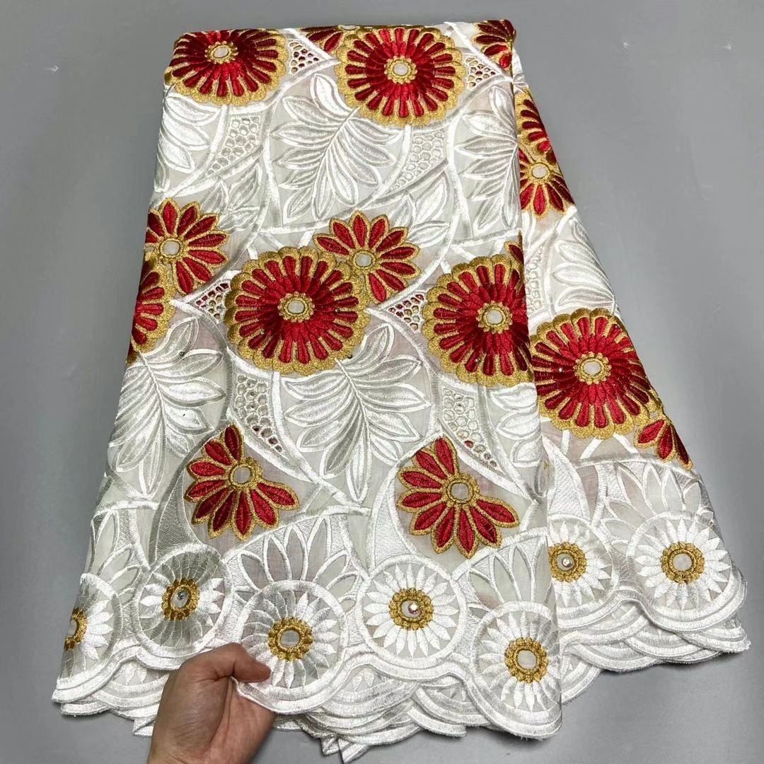 ACI 100% Cotton Lace Fabric Swiss Voile Nigeria Embroidery Fabric 5 Yards/Piece High Quality Lace For African Wedding Dress