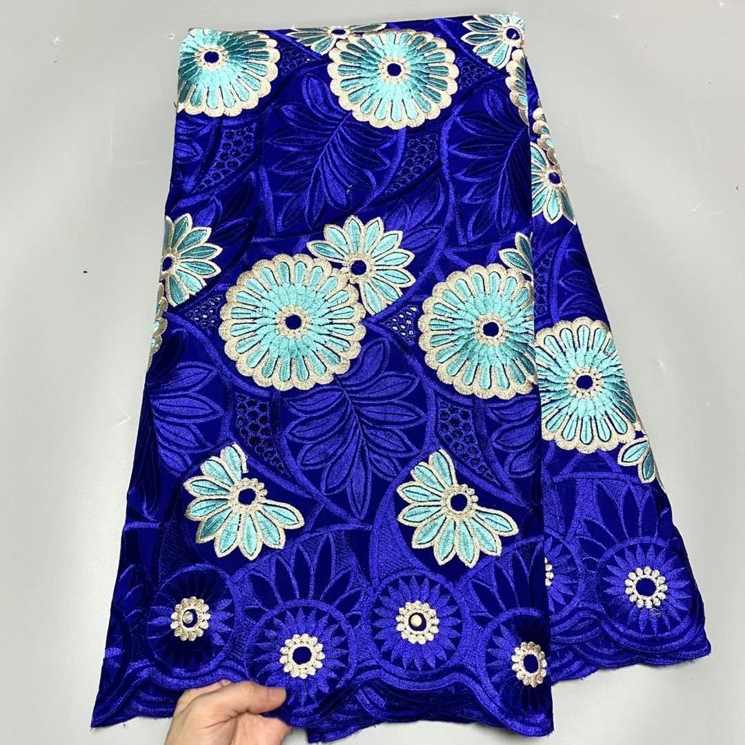 ACI 100% Cotton Lace Fabric Swiss Voile Nigeria Embroidery Fabric 5 Yards/Piece High Quality Lace For African Wedding Dress