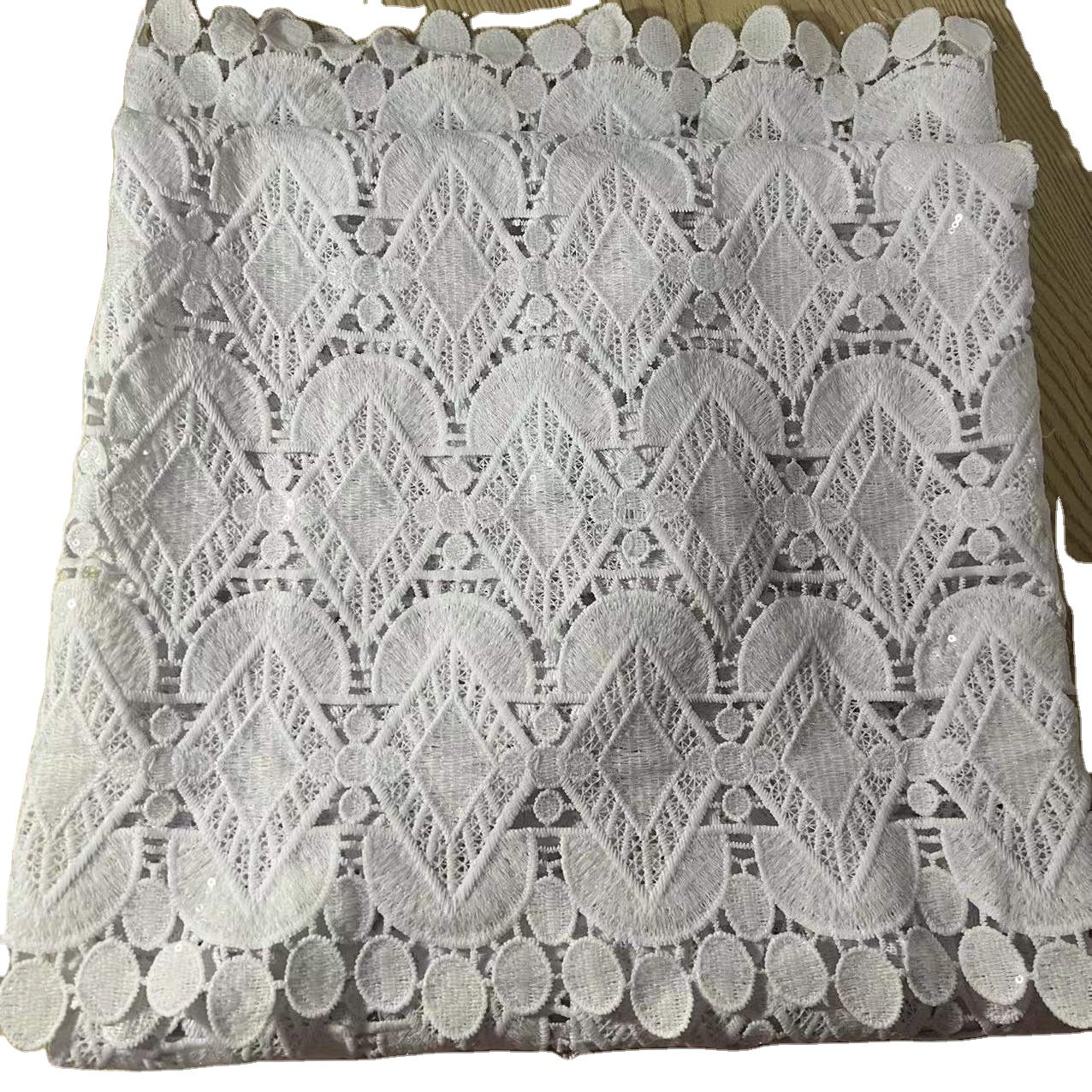 Pure White African Guipure Cord Lace Embroidery Water Soluble French Lace High Quality Cord Lace For Women Dress