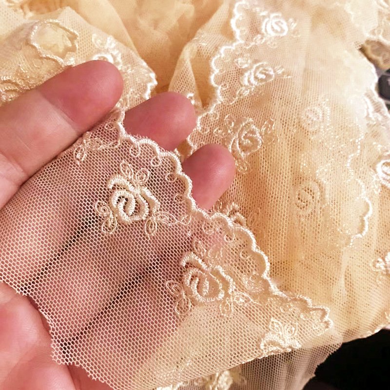 White 5 cm Colorful Mesh Embroidered Lace Trimming For Women's Dress Decoration