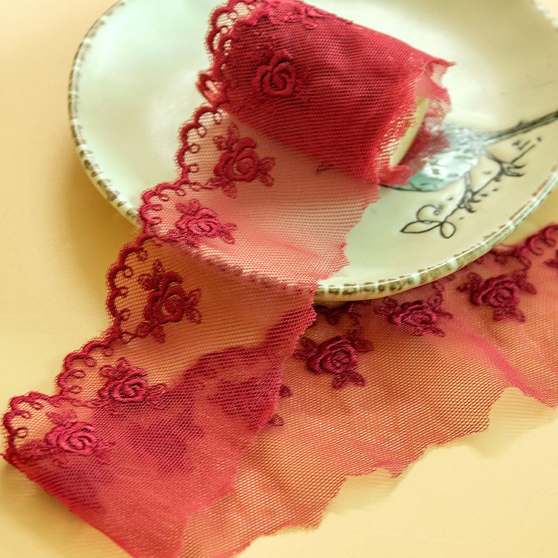 White 5 cm Colorful Mesh Embroidered Lace Trimming For Women's Dress Decoration