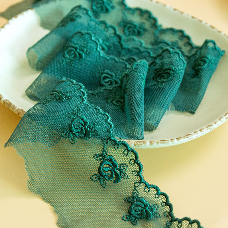 White 5 cm Colorful Mesh Embroidered Lace Trimming For Women's Dress Decoration