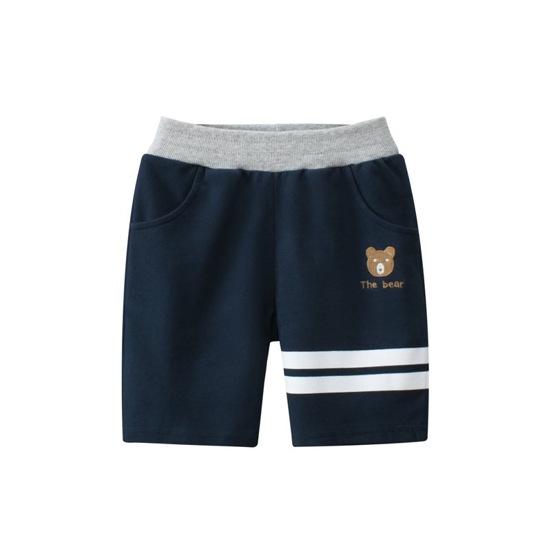 Summer Kids Boys Cotton Elastic Waistband White Stripes Comfortable Casual Shorts