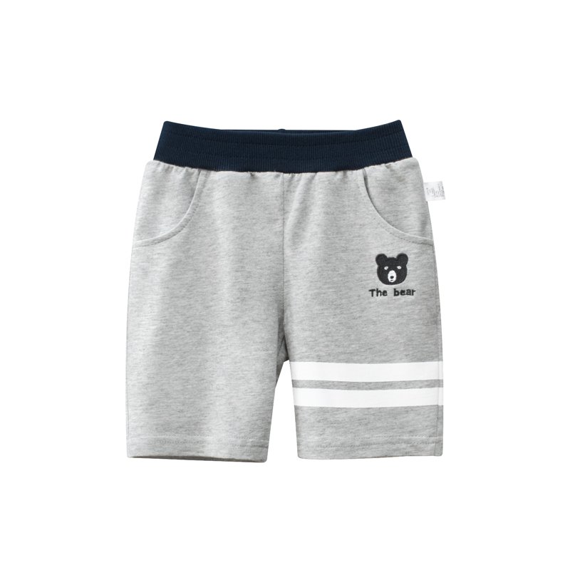 Summer Kids Boys Cotton Elastic Waistband White Stripes Comfortable Casual Shorts