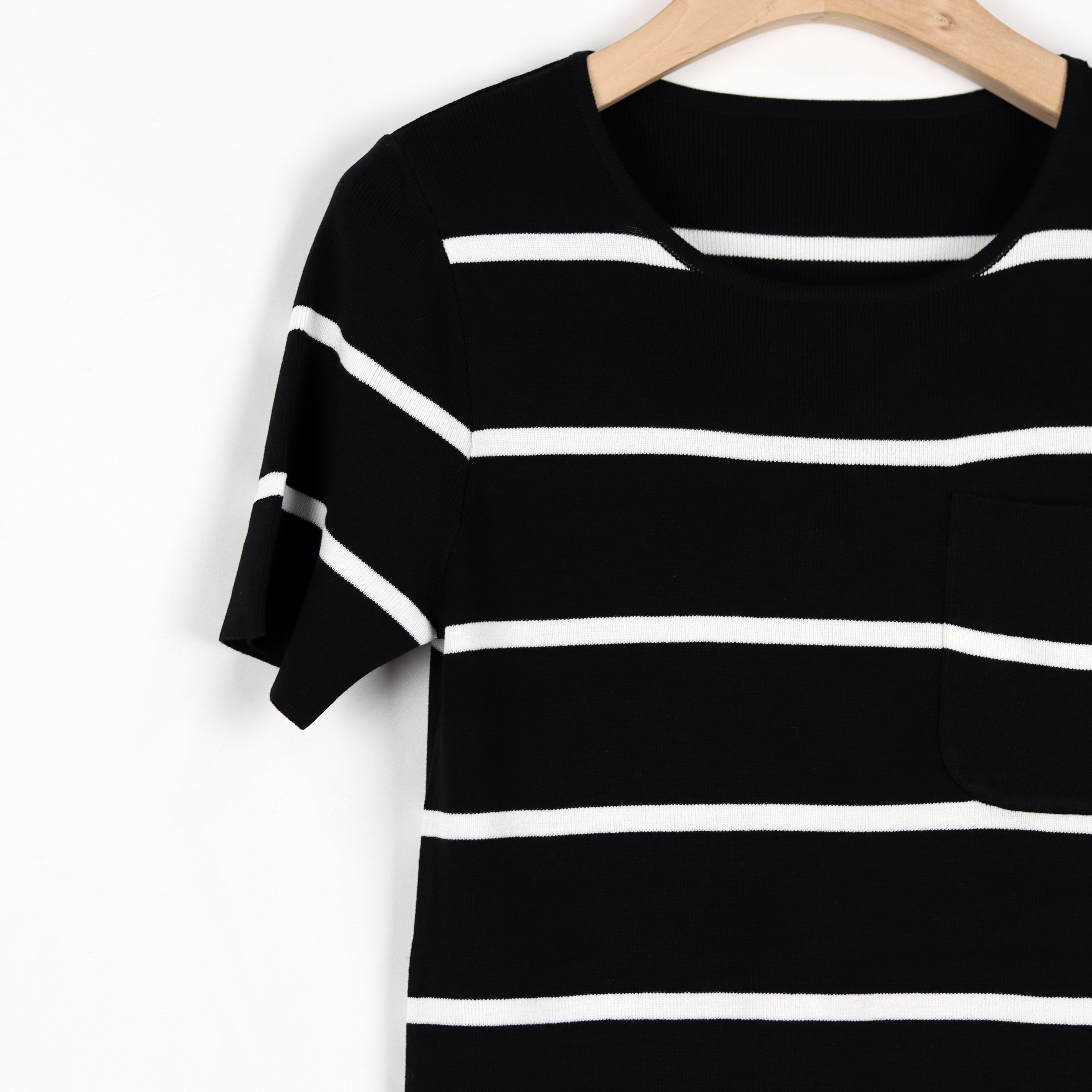 Knitwear Manufacturer Custom Black And White Stripes Round Neck Dress Rib Knit Dress Dresses Women Casual