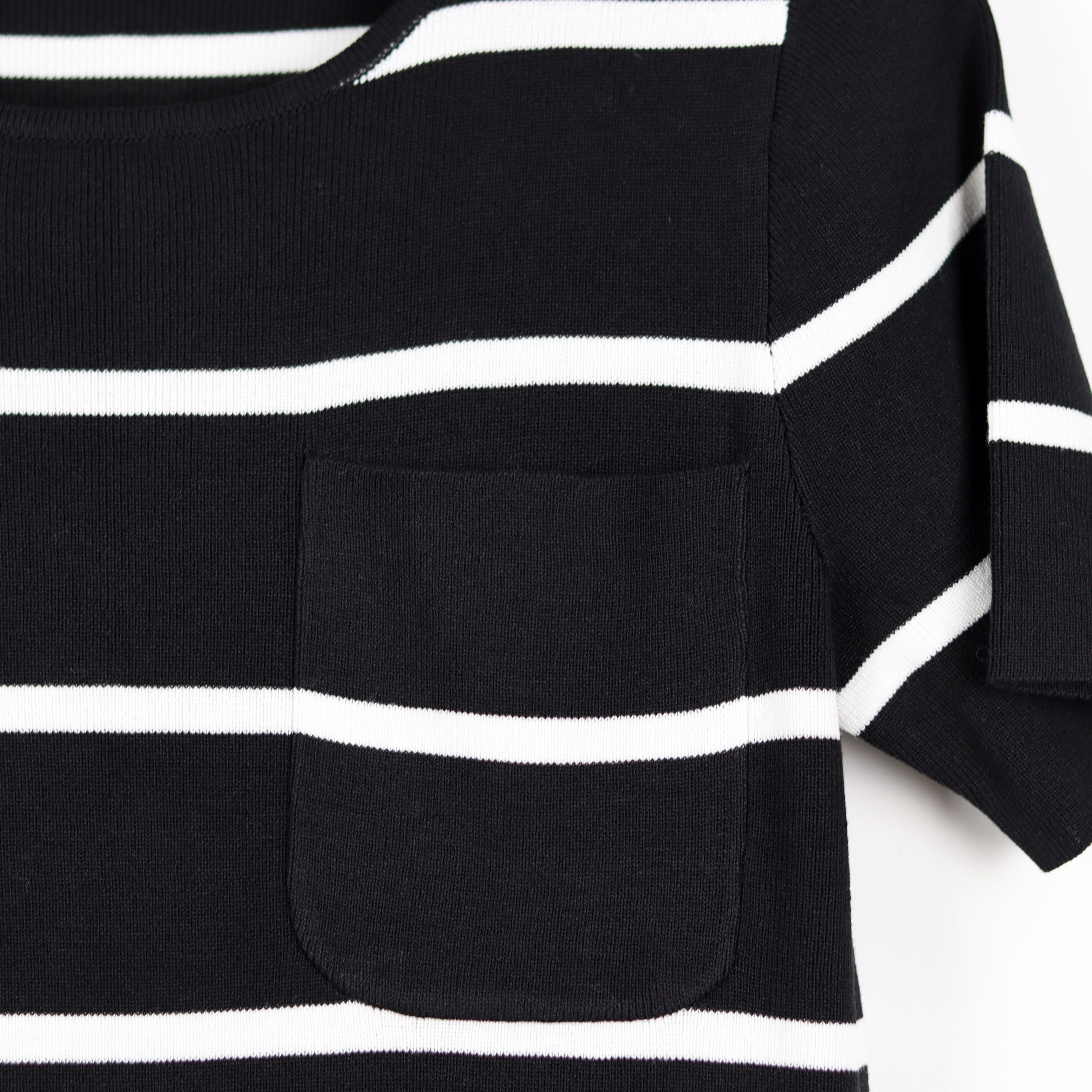 Knitwear Manufacturer Custom Black And White Stripes Round Neck Dress Rib Knit Dress Dresses Women Casual
