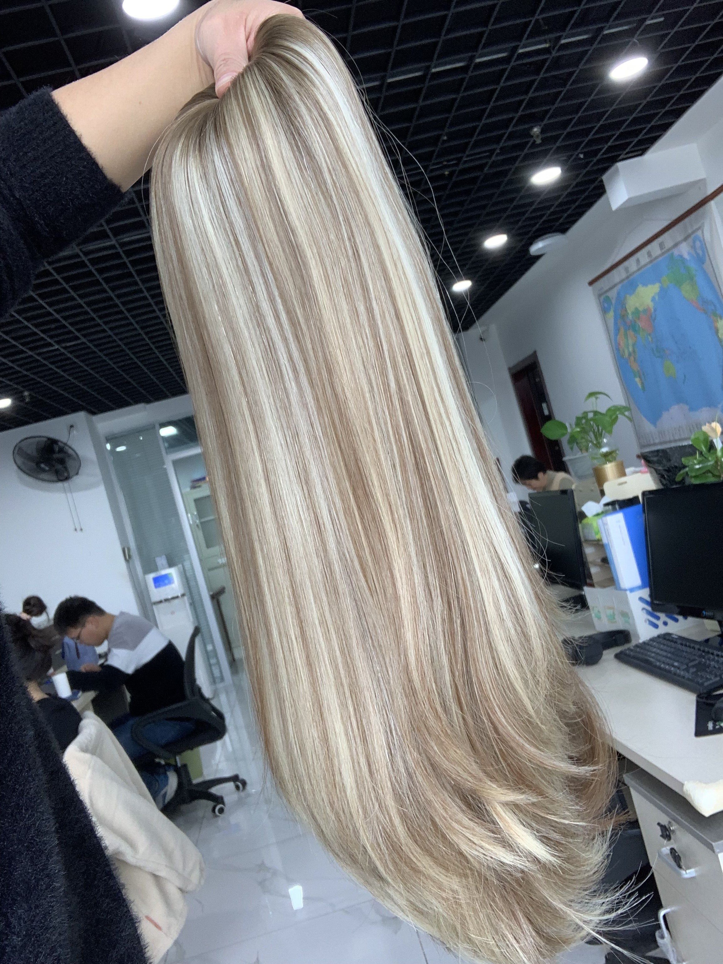 Stock Factory Supplier Highlights Blonde European Hair Silk Top Lace Top Jewish Kosher sheitel Wig Manufacture