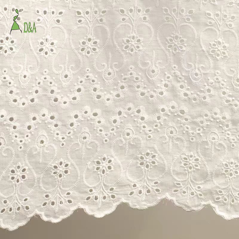 High Quality Cotton Eyelet Embroidery Fabric Cotton Lace Fabric Swiss Voile Stock Available For Garment And Girls Dresses
