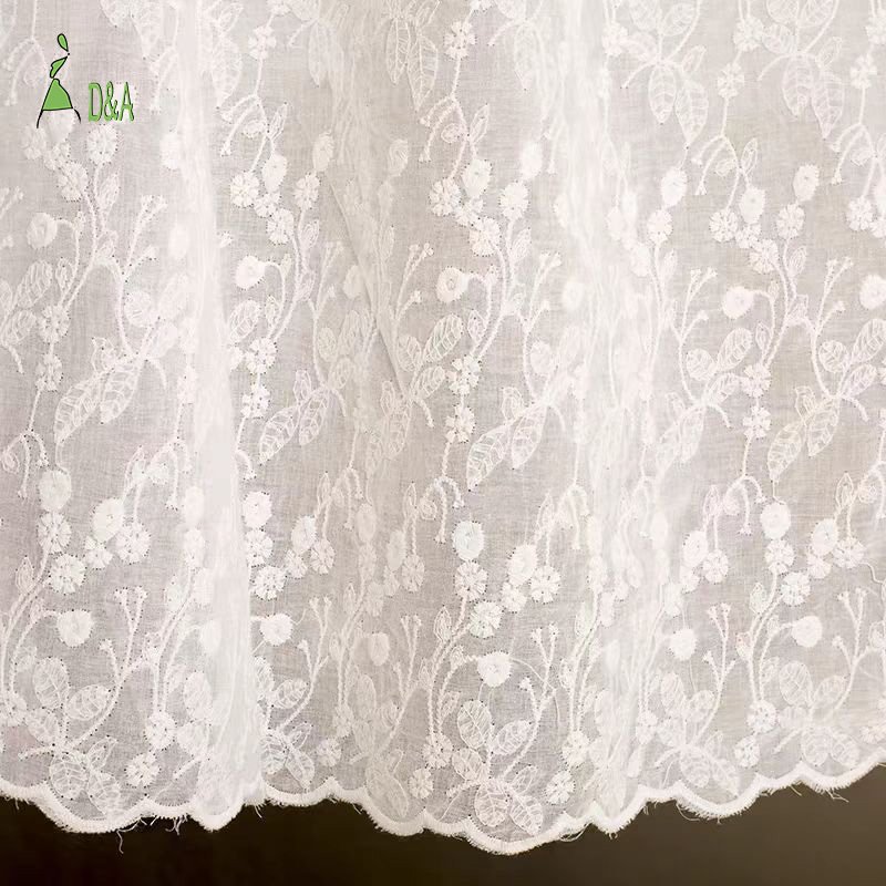 High Quality Cotton Eyelet Embroidery Fabric Cotton Lace Fabric Swiss Voile Stock Available For Garment And Girls Dresses