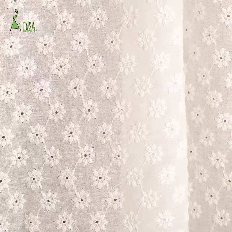 High Quality Cotton Eyelet Embroidery Fabric Cotton Lace Fabric Swiss Voile Stock Available For Garment And Girls Dresses