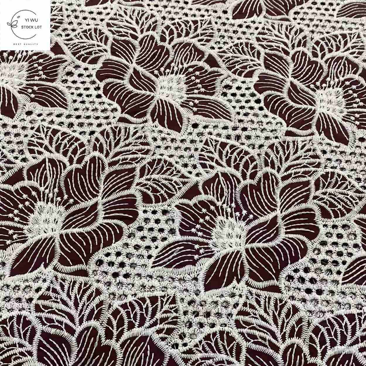 Ready goods factory textile supplier wholesale good designs cheap price of woven cotton embroidery stock fabric for garments