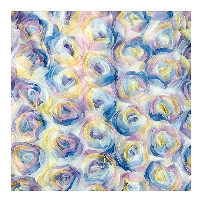 Hot selling product Embroidery Embroidery piece 3D disk flower 100% polyester for dress