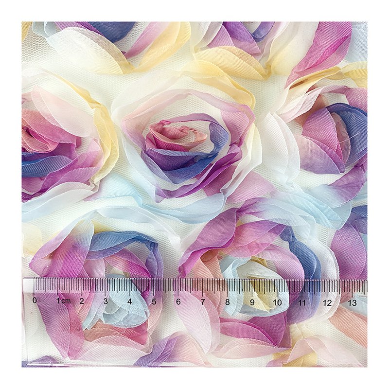 Hot selling product Embroidery Embroidery piece 3D disk flower 100% polyester for dress
