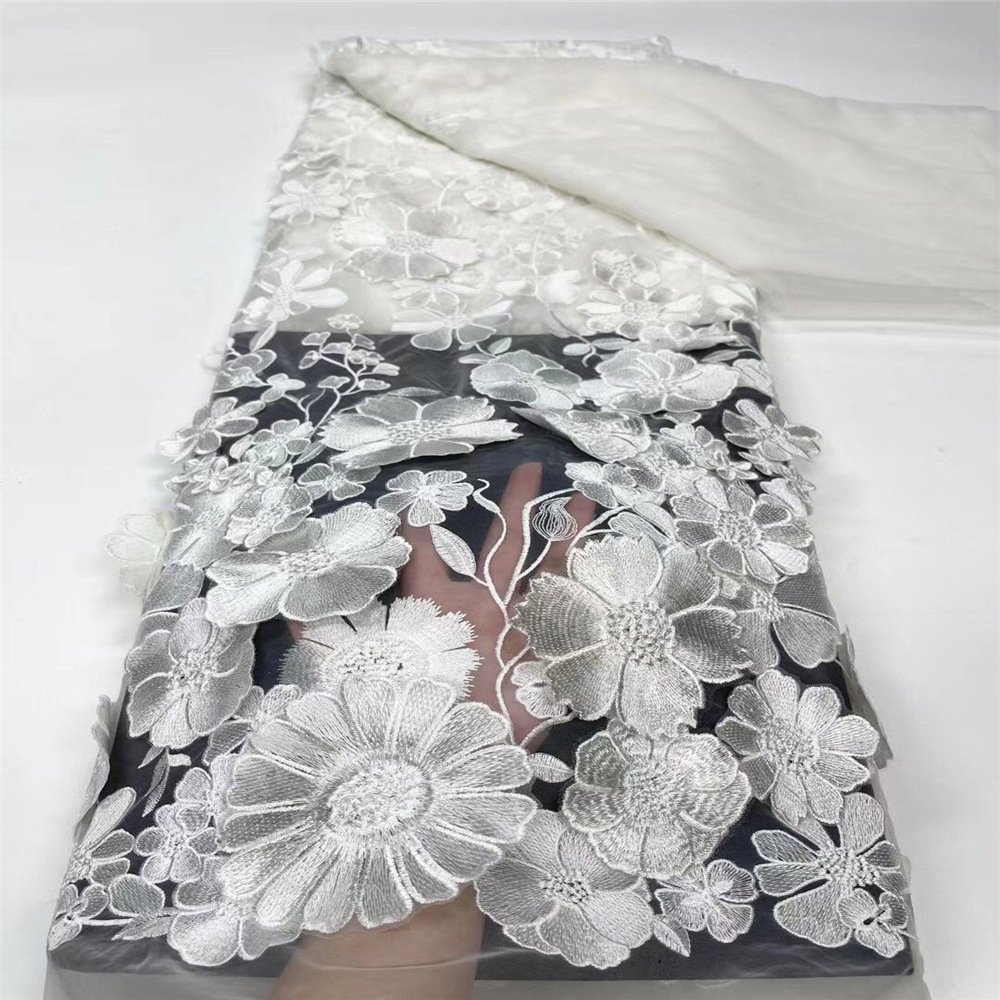 Newly African Tulle Mesh Lace Fabric With Rhinestones Wholesale Shining French Embroidery Lace Fabric For Wedding Dresses