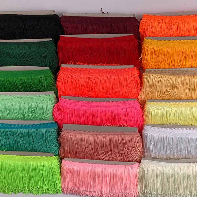 Double Line Encryption 20cm Polyester Rib Lace Gold Silk Latin Dance Clothing Accessories Clothing Fringe Wholesale