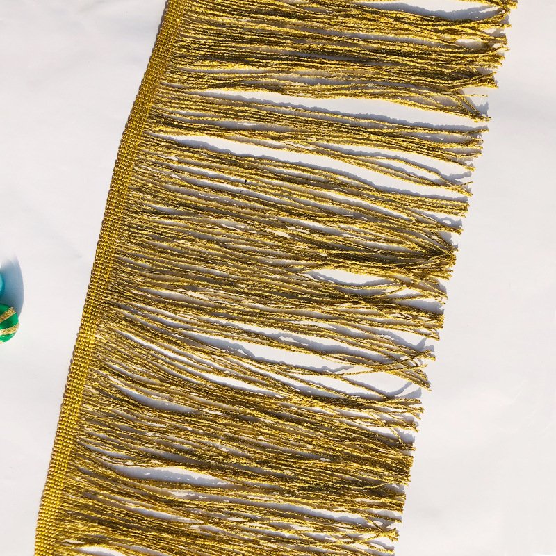 Double Line Encryption 20cm Polyester Rib Lace Gold Silk Latin Dance Clothing Accessories Clothing Fringe Wholesale