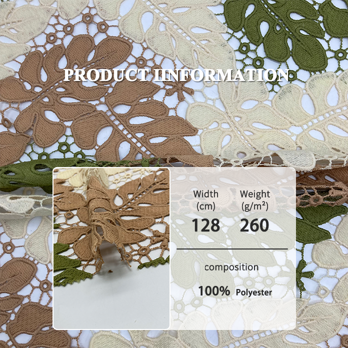 New Design Hot-selling 100% Polyester Hollow Leaf Pattern Water Soluble Embroidery Lace Fabric For Women's Dresses