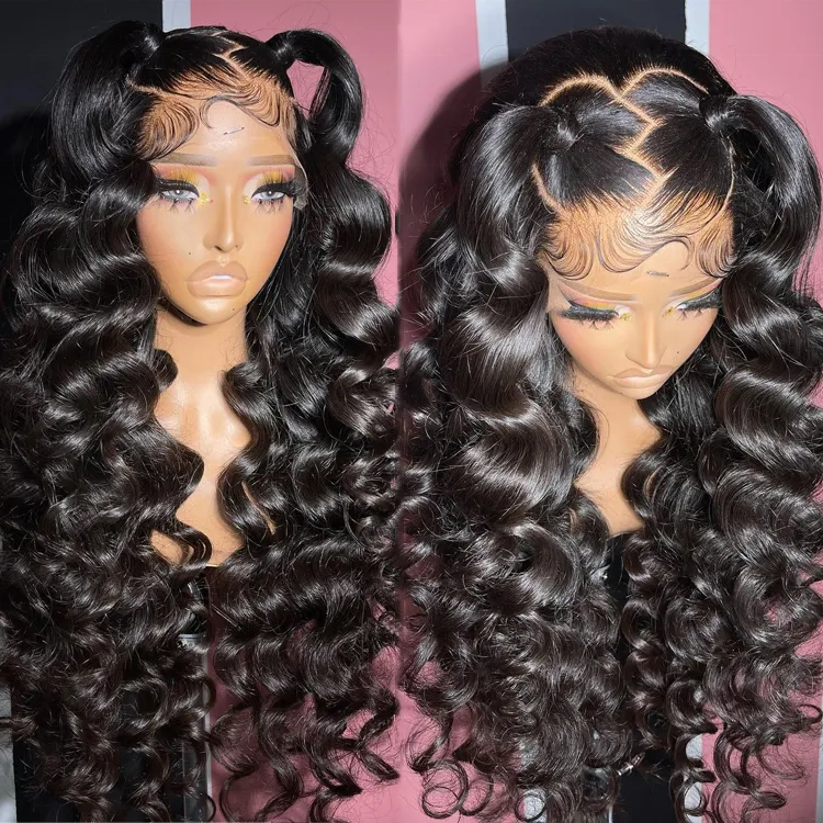 13 By 6 Hd Transparent Loose Wave Lace Front Wigs for Black Women 30 36 40 Inch Loose Curly Wave Virgin Human Hair Wig Curl Wig
