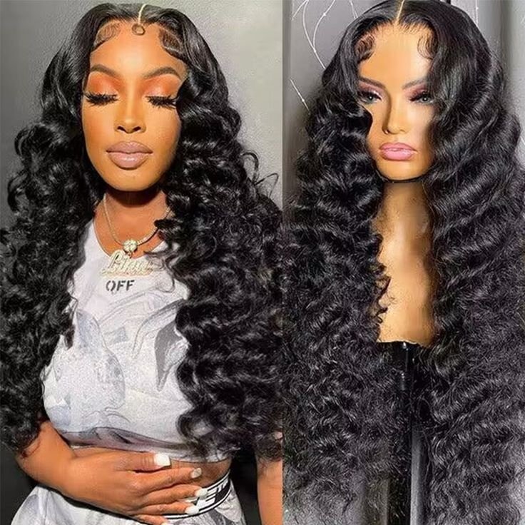13 By 6 Hd Transparent Loose Wave Lace Front Wigs for Black Women 30 36 40 Inch Loose Curly Wave Virgin Human Hair Wig Curl Wig