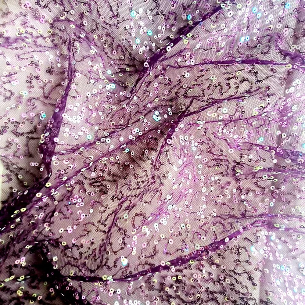 Exquisite 100% Polyester Sequin Mesh: Luxurious Embroidery Fabric for Fashionable Garments