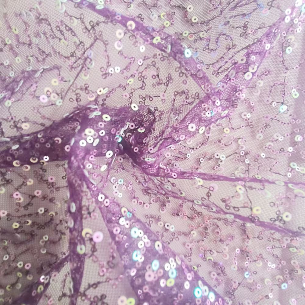 Exquisite 100% Polyester Sequin Mesh: Luxurious Embroidery Fabric for Fashionable Garments