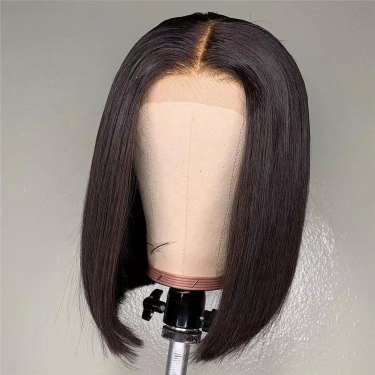 Factory Wholesale Price Short Straight Bob Lace Front Wig Transparent Frontal Cuticle Aligned Raw Indian Human Hair Wigs