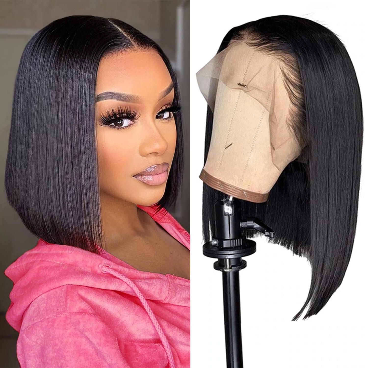 Factory Wholesale Price Short Straight Bob Lace Front Wig Transparent Frontal Cuticle Aligned Raw Indian Human Hair Wigs