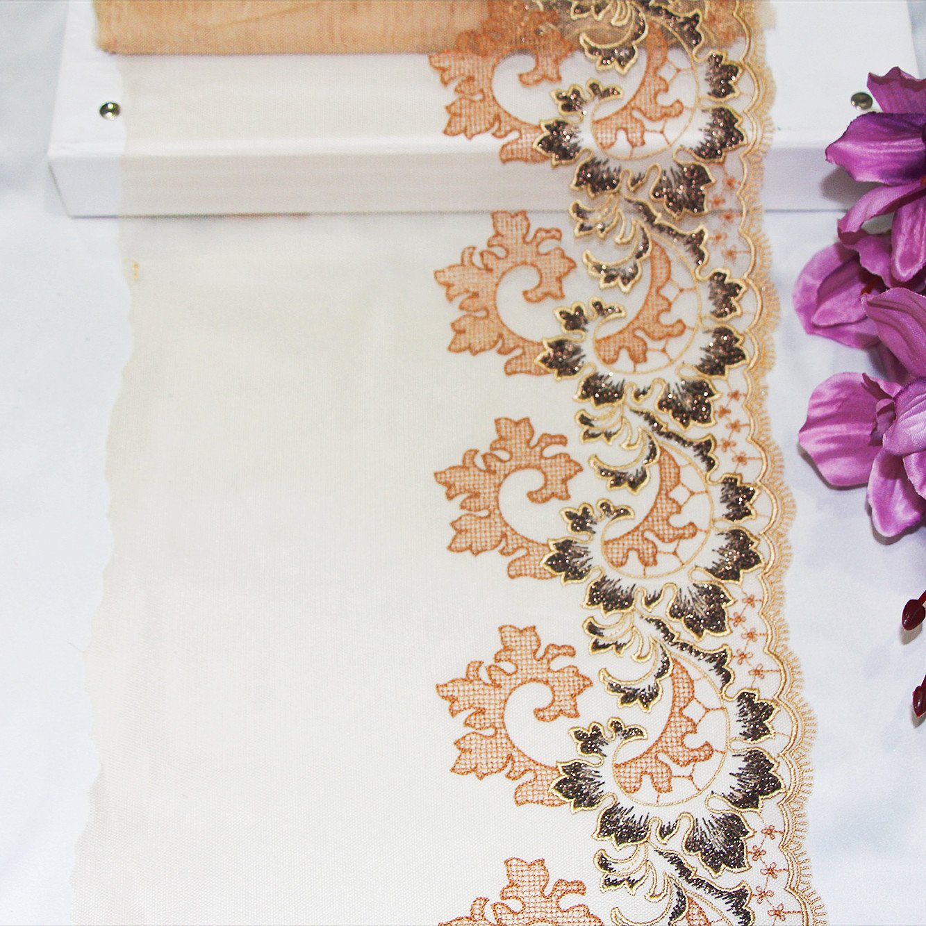 Lace Net Fabric For Clothing Lingerie Dress Wholesale Blue Flower Polyester Embroidered Cloth Laces