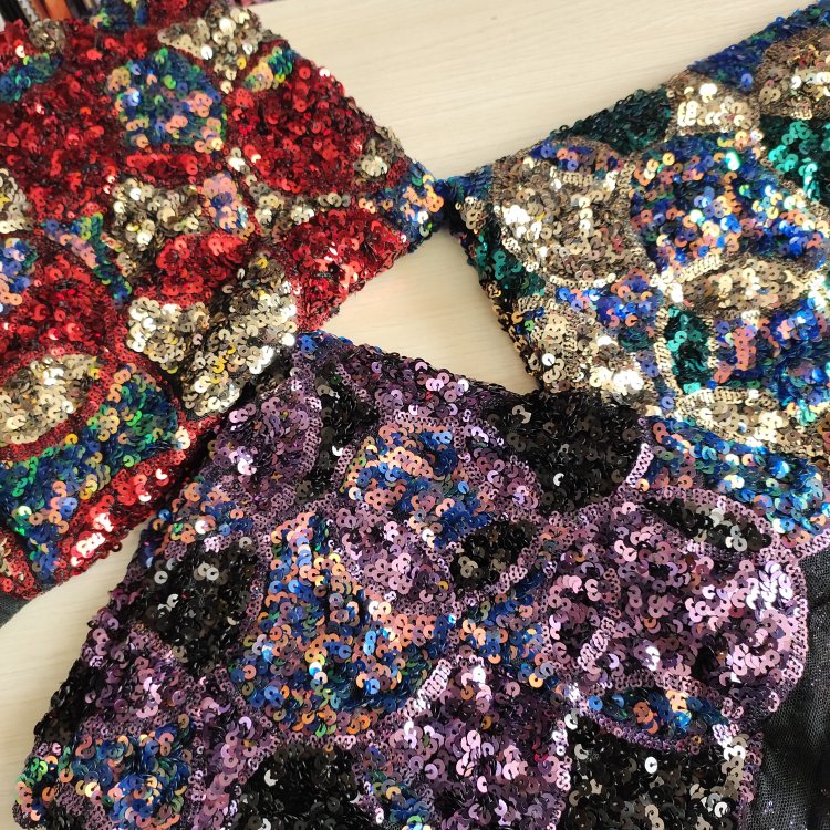 Textile Cloth Material Reversible Sequin Embroidery Fabrics Sequin Mesh Lace Fabric