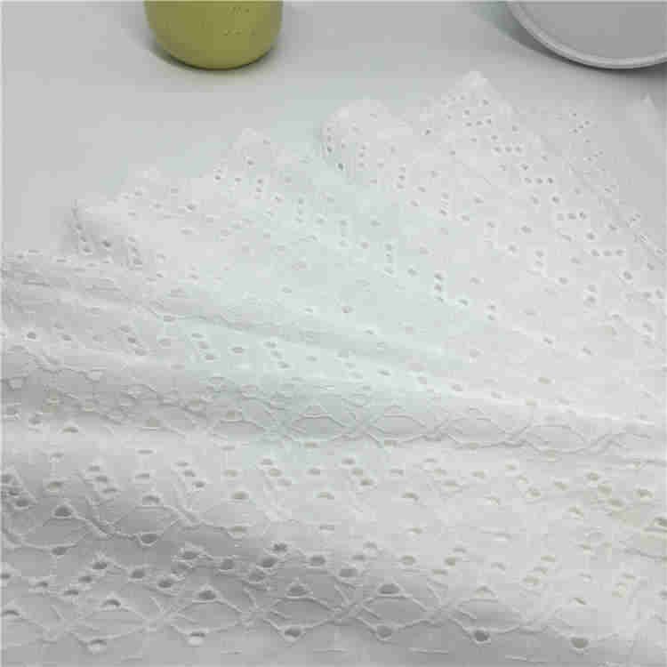 Elastic force Sewing embroidery Multifunction lace cotton fabric 100% Cotton Embroidered Punch Embroidery Dress