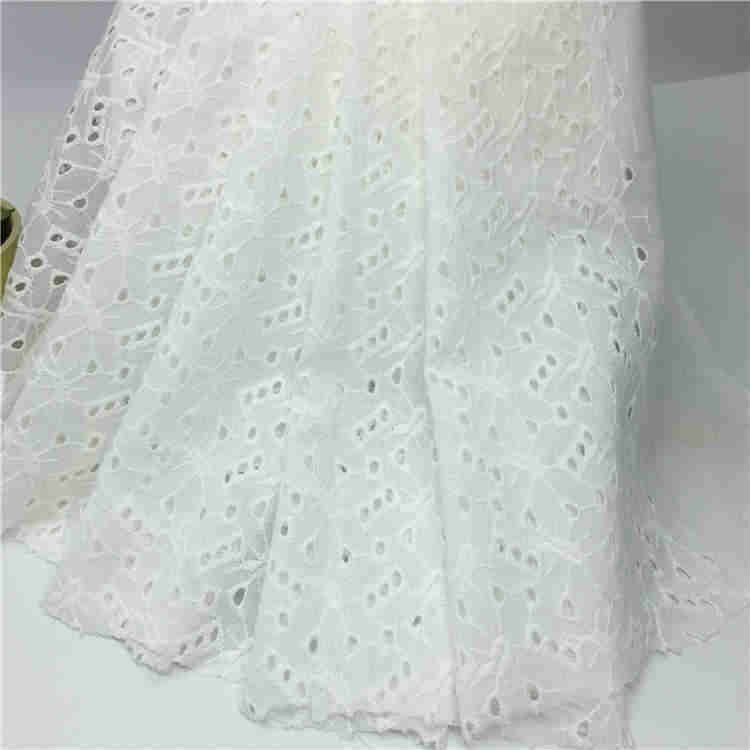 Elastic force Sewing embroidery Multifunction lace cotton fabric 100% Cotton Embroidered Punch Embroidery Dress