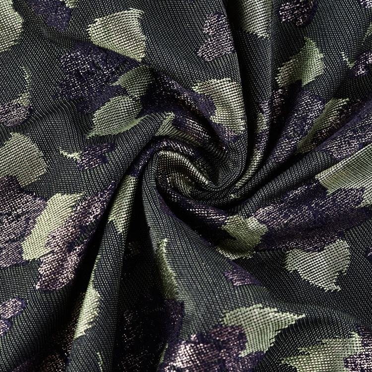 Hejin Custom High Quality Fashion Spandex Nylon Floral Bronzing Soft Jacquard Stretch Knit Rib Fabric for Women Garments
