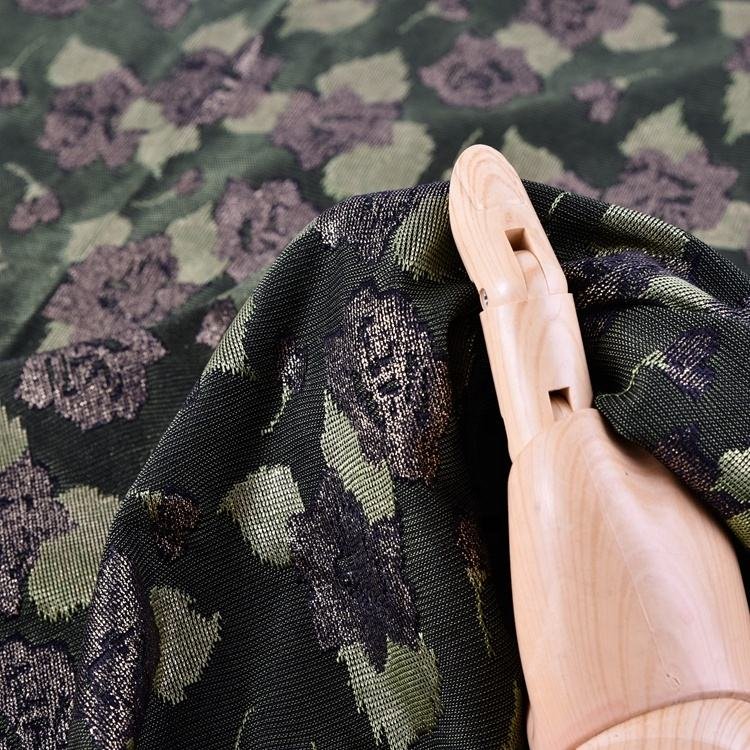 Hejin Custom High Quality Fashion Spandex Nylon Floral Bronzing Soft Jacquard Stretch Knit Rib Fabric for Women Garments