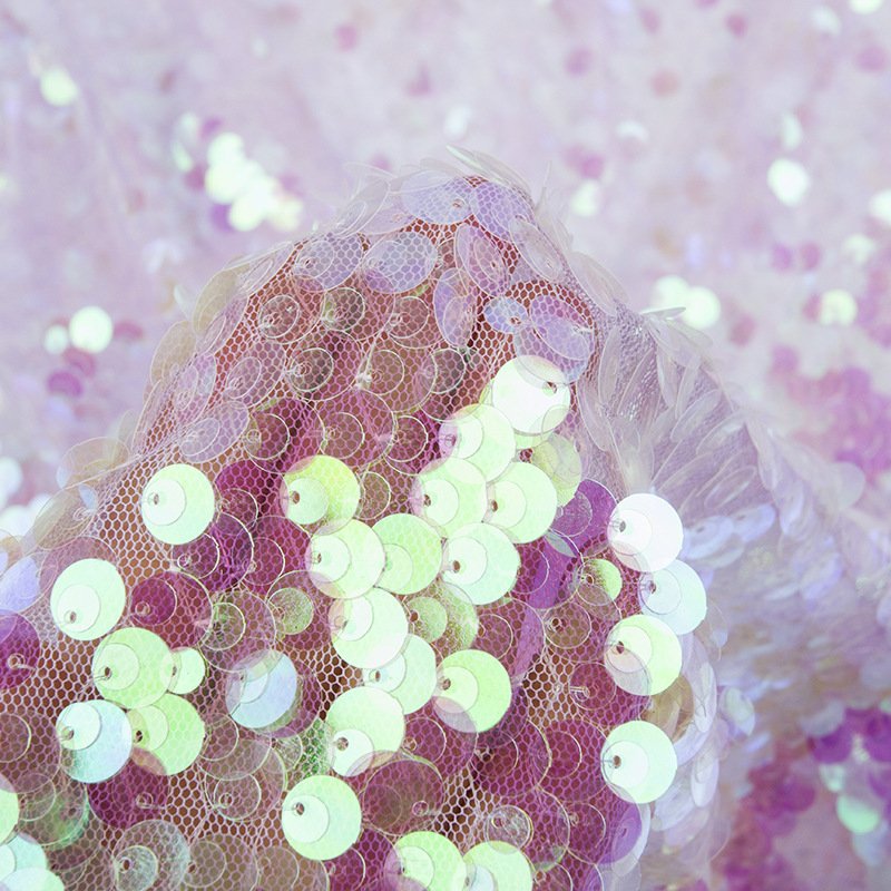 Two-color fantasy crystal sequin fabric Fish scale encrypted sequin embroidery fabric Dress full embroidered sequin fabric