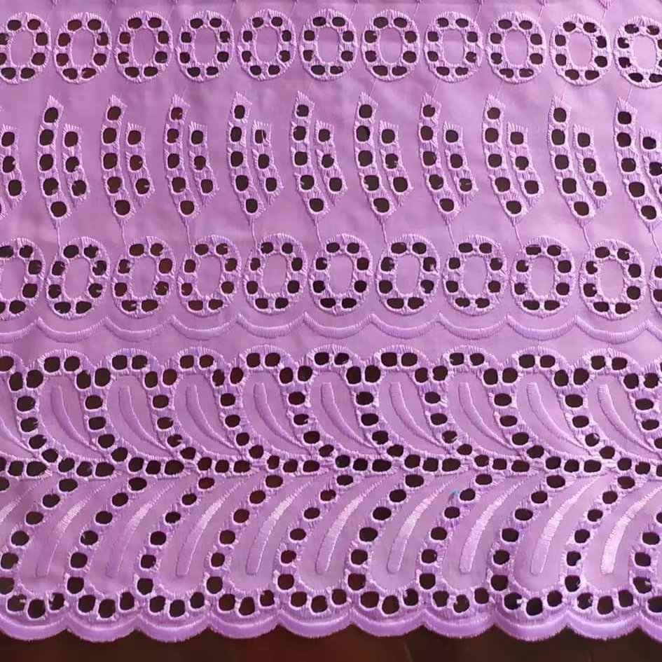 African Dubai Floral Eyelet Embroidery lace fabric Thailand design hot sale