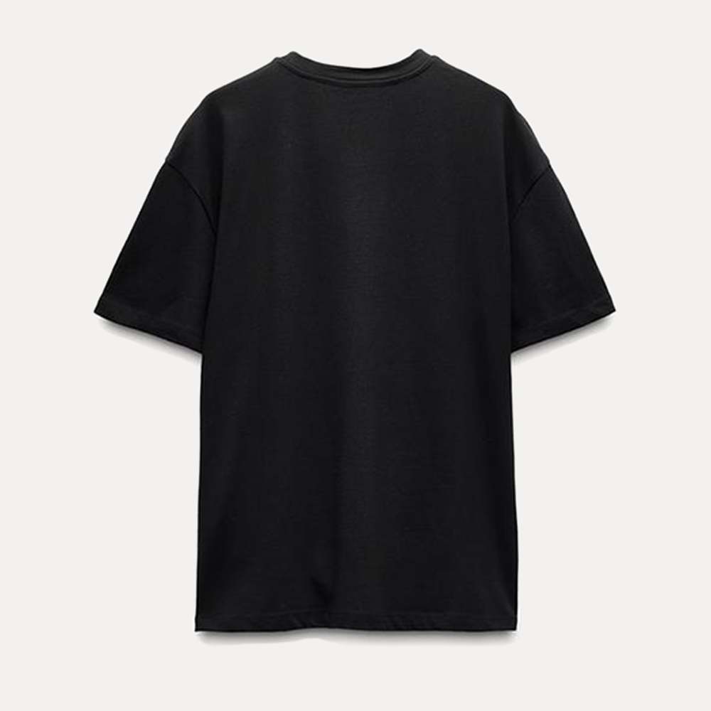 regular fit ribbed round neck short sleeve rhinestone organic cotton t shirt crystal eco friendly pearl black tshirt for women