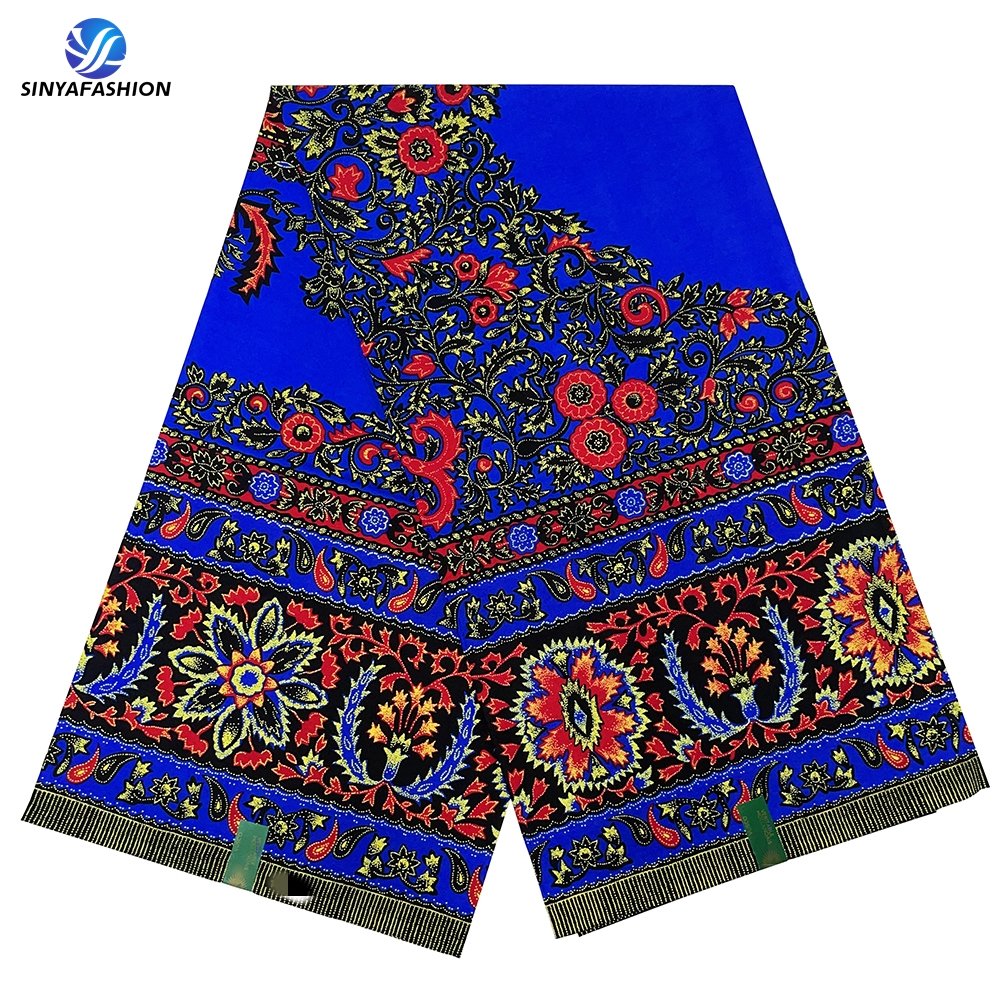 High quality Nigerian lace fabric African wax prints ankara fabrics 100% cotton printed embroidery 6 yards