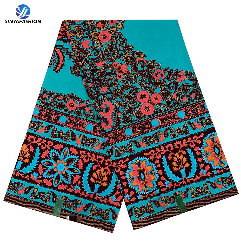 High quality Nigerian lace fabric African wax prints ankara fabrics 100% cotton printed embroidery 6 yards