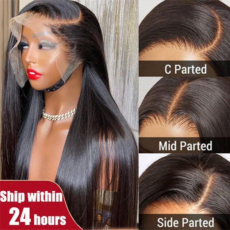 Wholesale Raw Indian Virgin 180% Density Human Hair Transparent Full Lace Frontal Wig 13x4 Lace Front Wigs for Black Women