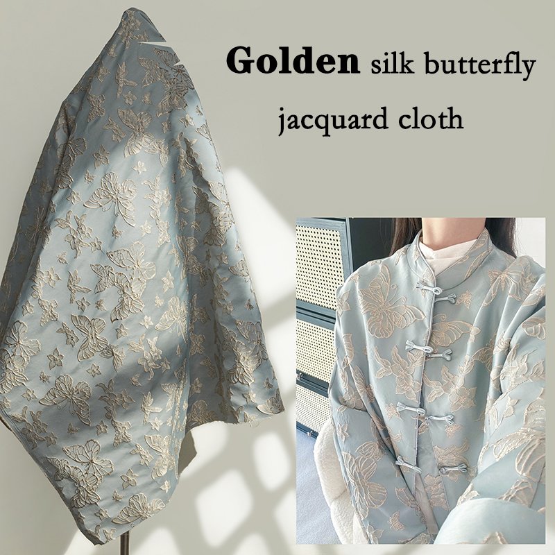 Butterfly jacquard cloth embossed three-dimensional texture embroidery Chinese style Hanfu cheongsam clothing fabric