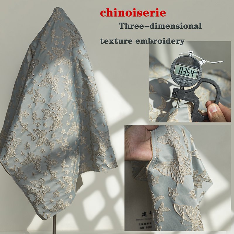 Butterfly jacquard cloth embossed three-dimensional texture embroidery Chinese style Hanfu cheongsam clothing fabric