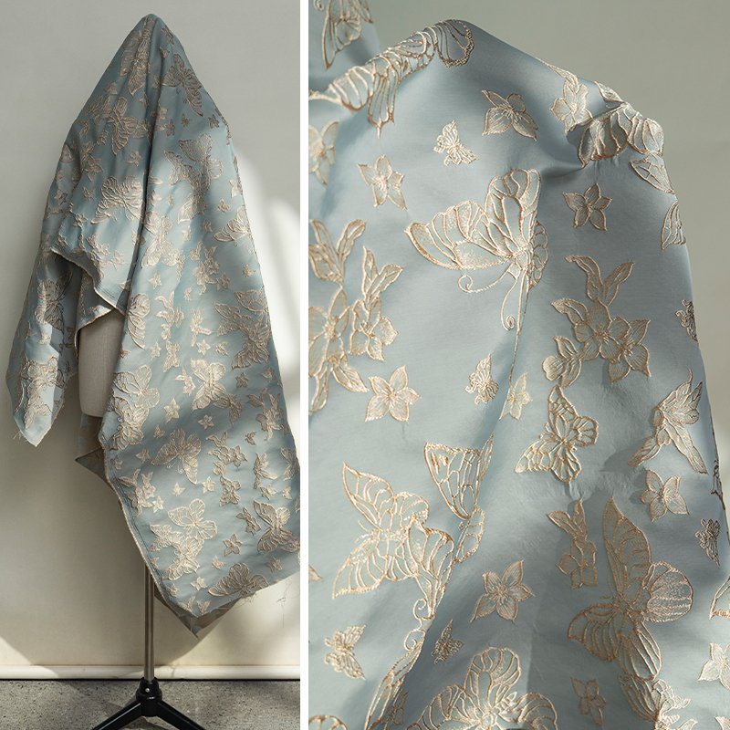 Butterfly jacquard cloth embossed three-dimensional texture embroidery Chinese style Hanfu cheongsam clothing fabric