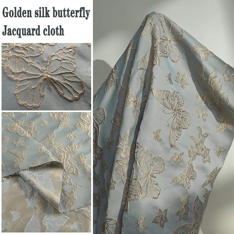 Butterfly jacquard cloth embossed three-dimensional texture embroidery Chinese style Hanfu cheongsam clothing fabric