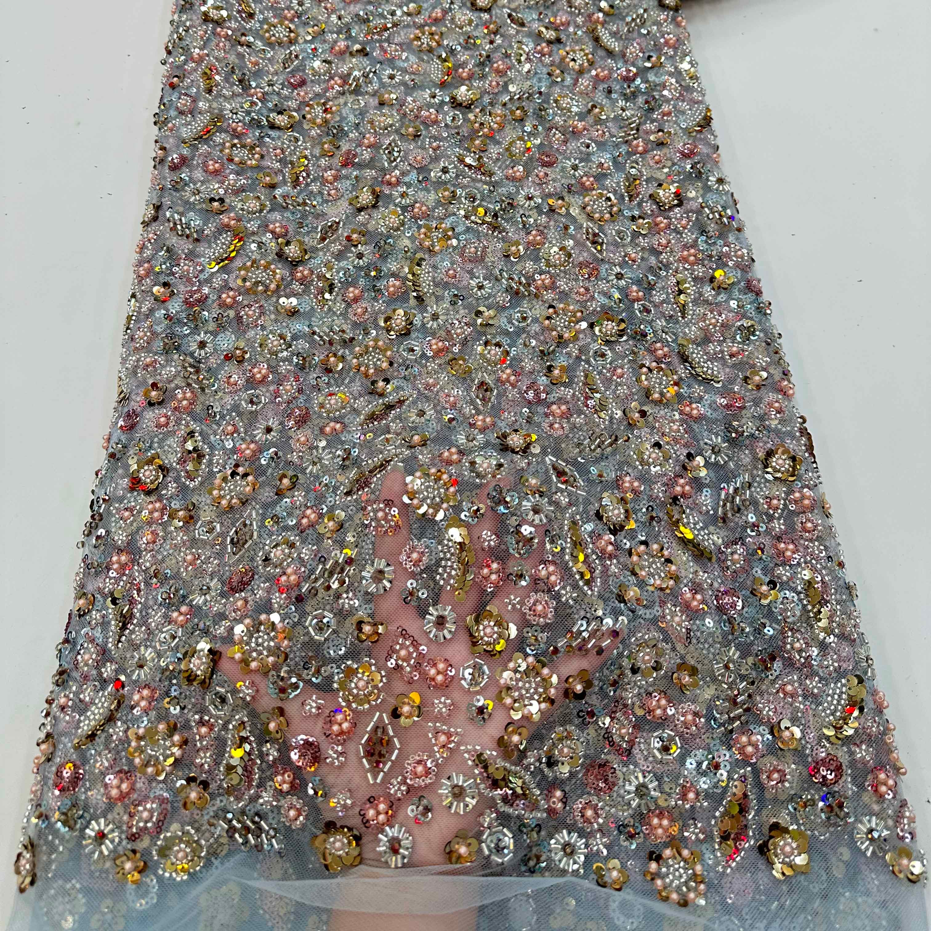 Rose gold lace fabric embroidery african soft lace fabric