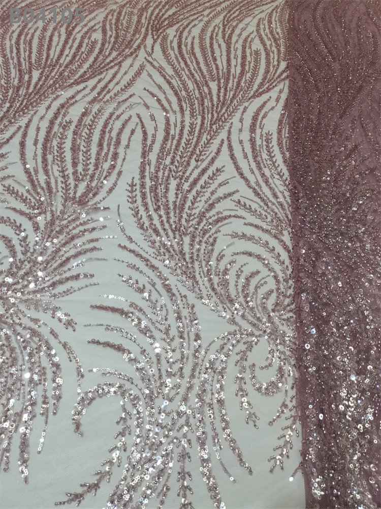 Luxury Soft Hand Polyester White Crystal Beaded Embroidery Stretch Sequin Lace Fabric