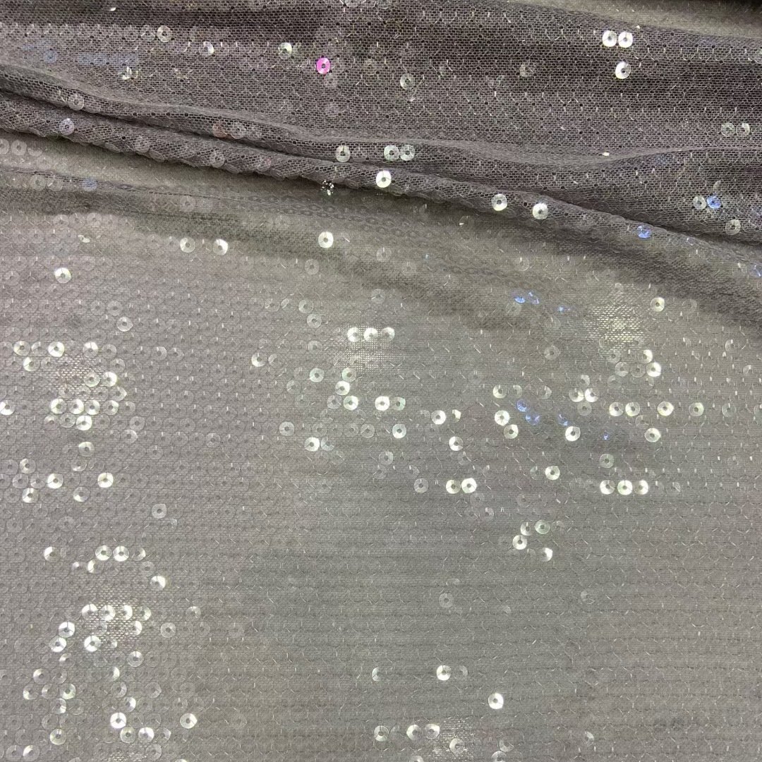 Embroidery fabric elegant party dress sequin lace fabric embroidery transparent sequin lace fabric for wedding dress