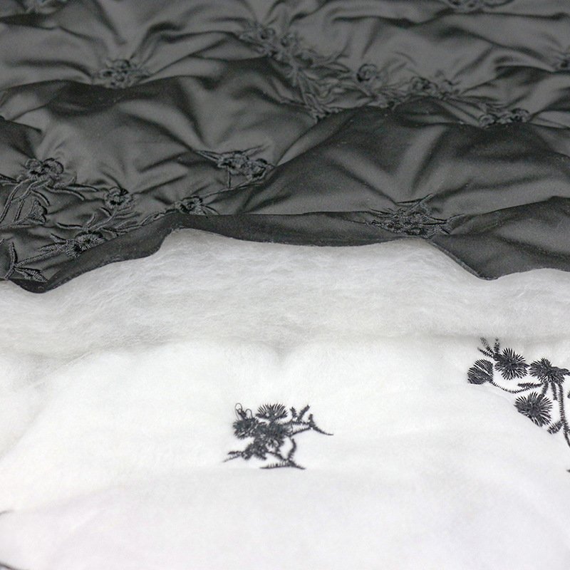 Designer fabric Chinese style quilted chinoiserie heavy embroider 100% polyester 300T pongee flower design quilting fabric
