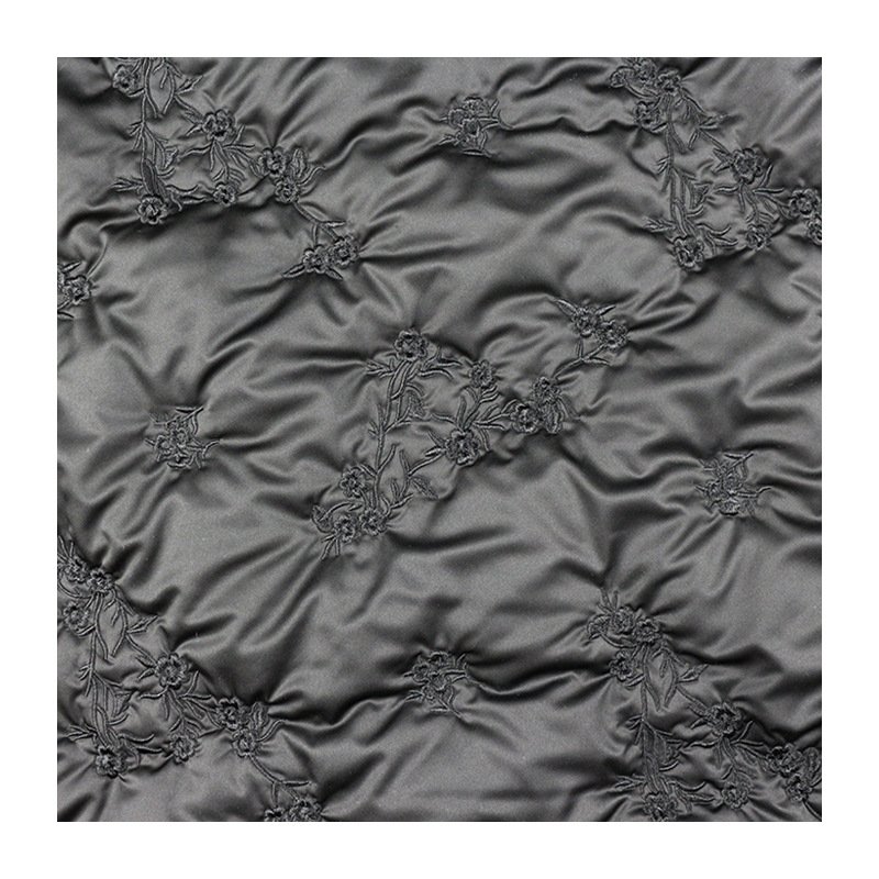 Designer fabric Chinese style quilted chinoiserie heavy embroider 100% polyester 300T pongee flower design quilting fabric
