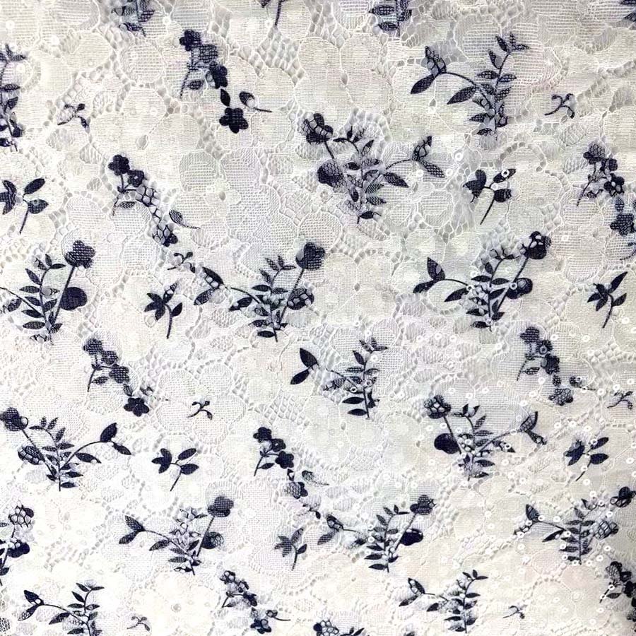 FLower 3mm sequins transparent Film Sequin Embroidery Fabric Lace Printed Fabric for Party Dress