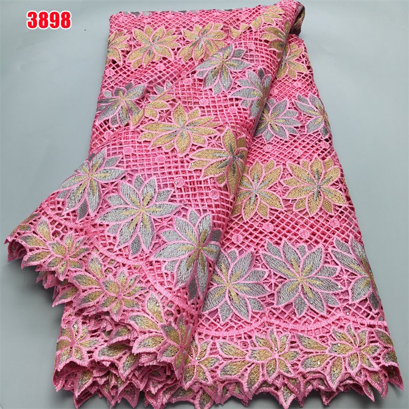 3898 New Fashion African cord guipure lace embroidery fabric wedding dress Nigerian women clothings wine lace fabric